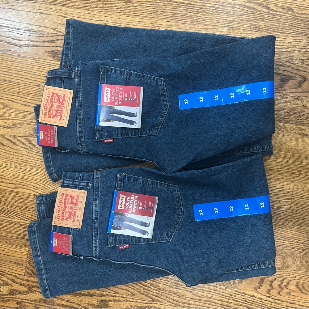Levi's Boys slim flex straight jeans NWT 2 pair